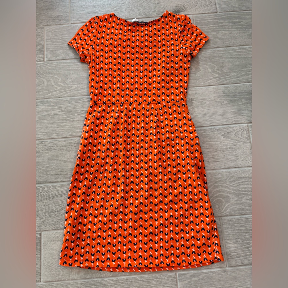 BODEN Phoebe Jersey Knit Orange Popsicle Tulip Dress w Pockets Size 6R VGUC - Picture 2 of 4